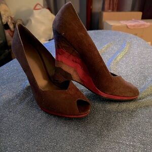 Brown wedge heels